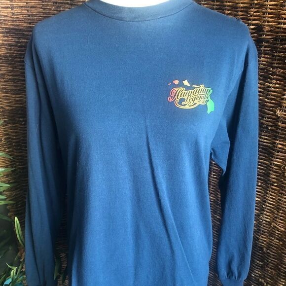 Hawaiian Legends Blue Long Sleeve Crewneck Shirt Size Medium - Picture 3 of 12